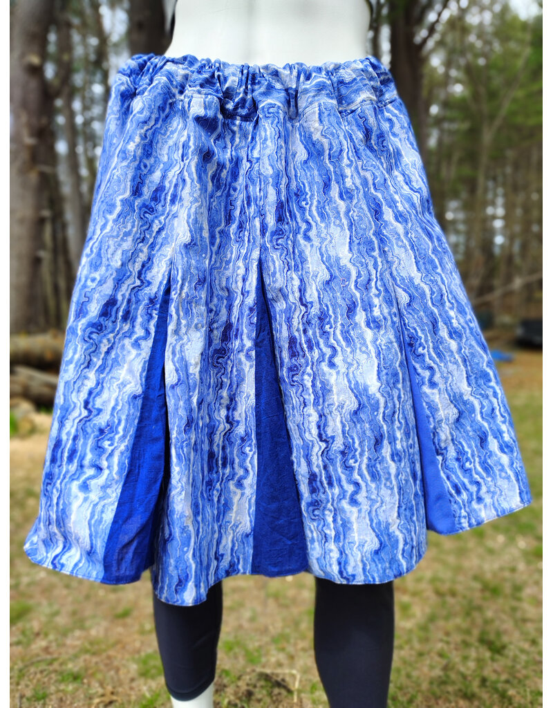 Cloakmakers.com K523-Blue & White  Cloud Layer Tie Die Skirt w/ Blue Panel Inserts