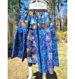 Cloakmakers.com K526-Washable Galaxy & Blue Shooting Stars Cotton Skirt w/ Pockets