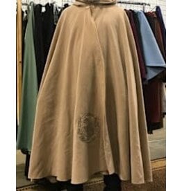 Cloakmakers.com 6016-Washable Tan Wool Cloak w/ Owl Embroidery