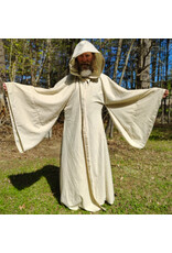 Cloakmakers.com R578-Washable Lightweight Cream & Gold Wool Blend Robe w/ Gold Tone Clasp & Pockets