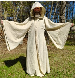 Cloakmakers.com R578-Washable Lightweight Cream & Gold Wool Blend Robe w/ Gold Tone Clasp & Pockets