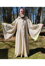 Cloakmakers.com R578-Washable Lightweight Cream & Gold Wool Blend Robe w/ Gold Tone Clasp & Pockets