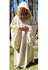 Cloakmakers.com R578-Washable Lightweight Cream & Gold Wool Blend Robe w/ Gold Tone Clasp & Pockets