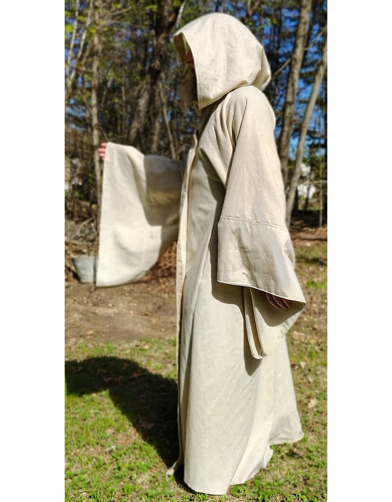 Cloakmakers.com R578-Washable Lightweight Cream & Gold Wool Blend Robe w/ Gold Tone Clasp & Pockets