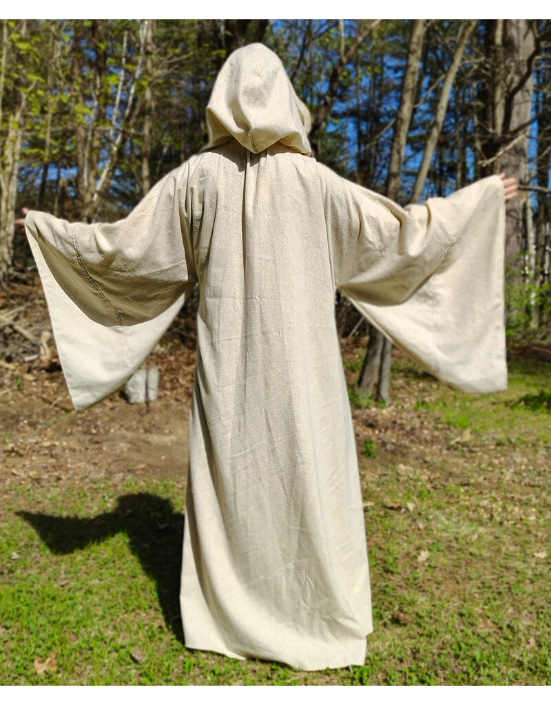 Cloakmakers.com R578-Washable Lightweight Cream & Gold Wool Blend Robe w/ Gold Tone Clasp & Pockets