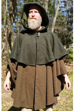 Cloakmakers.com 6017-Washable Green & Brown Ranger Mantle Cloak w/ Green Velveteen Hood Lining & Interior Pockets