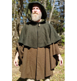 Cloakmakers.com 6017-Washable Green & Brown Ranger Mantle Cloak w/ Green Velveteen Hood Lining & Interior Pockets