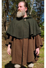 Cloakmakers.com 6017-Washable Green & Brown Ranger Mantle Cloak w/ Green Velveteen Hood Lining & Interior Pockets