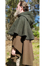 Cloakmakers.com 6017-Washable Green & Brown Ranger Mantle Cloak w/ Green Velveteen Hood Lining & Interior Pockets