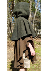 Cloakmakers.com 6017-Washable Green & Brown Ranger Mantle Cloak w/ Green Velveteen Hood Lining & Interior Pockets