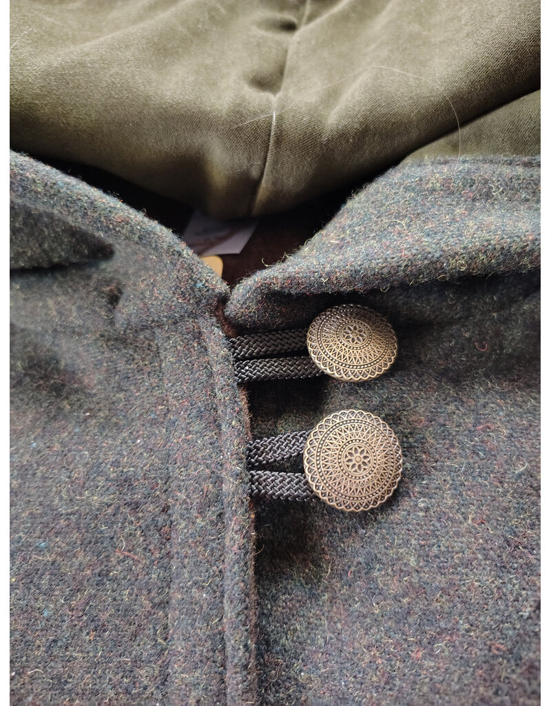 Cloakmakers.com 6017-Washable Green & Brown Ranger Mantle Cloak w/ Green Velveteen Hood Lining & Interior Pockets