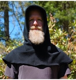 Cloakmakers.com H568-Washable Black Fleece Hooded Cowl w/ Rain & Wind Resistance