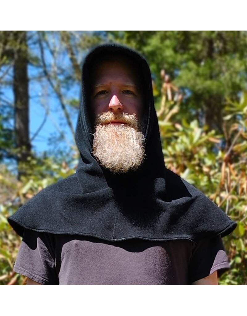 Cloakmakers.com H568-Washable Black Fleece Hooded Cowl w/ Rain & Wind Resistance