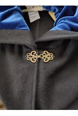 Cloakmakers.com 5834-Washable Black Wool Cloak w/ Cat & Stars Embroidery On Crescent Moon plus Pockets