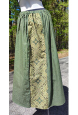Cloakmakers.com K531-Green & Gold Pinstripe Plus Green Paisley Hi-Lo Cotton Skirt w/ Elastic Waist