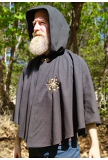 Cloakmakers.com 6019-Washable Almost Black Fleece Cloak w/ Compass Embroidery