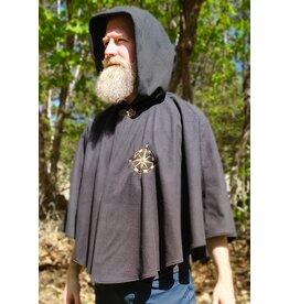 Cloakmakers.com 6019-Washable Almost Black Fleece Cloak w/ Compass Embroidery
