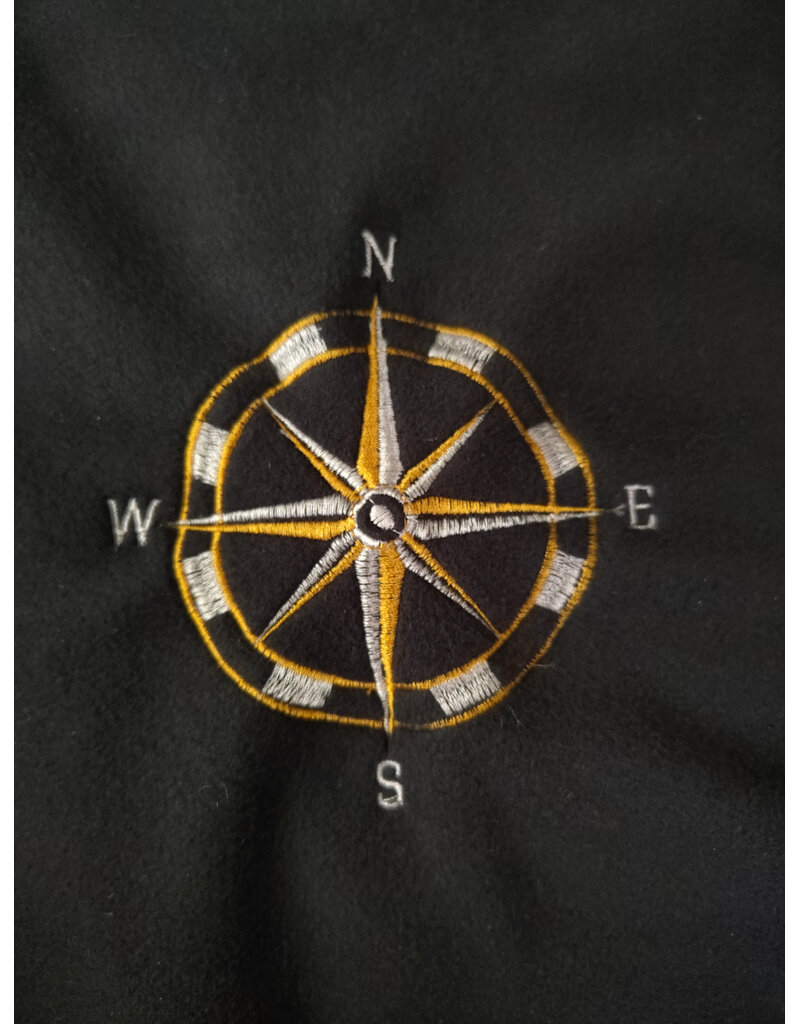 Cloakmakers.com 6019-Washable Almost Black Fleece Cloak w/ Compass Embroidery