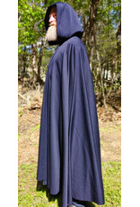 Cloakmakers.com 6020-Washable Navy Blue Wool Blend Cloak w/ Black Velvet Hood Lining & Silver Tone Clasp