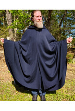 Cloakmakers.com 6020-Washable Navy Blue Wool Blend Cloak w/ Black Velvet Hood Lining & Silver Tone Clasp