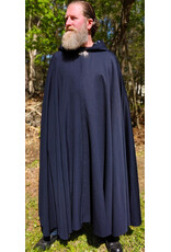 Cloakmakers.com 6020-Washable Navy Blue Wool Blend Cloak w/ Black Velvet Hood Lining & Silver Tone Clasp