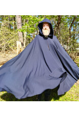Cloakmakers.com 6020-Washable Navy Blue Wool Blend Cloak w/ Black Velvet Hood Lining & Silver Tone Clasp
