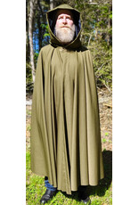 Cloakmakers.com 6021-Washable Lightweight Green Wool Blend Cloak w/ Black Velvet Hood Lining