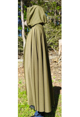 Cloakmakers.com 6021-Washable Lightweight Green Wool Blend Cloak w/ Black Velvet Hood Lining