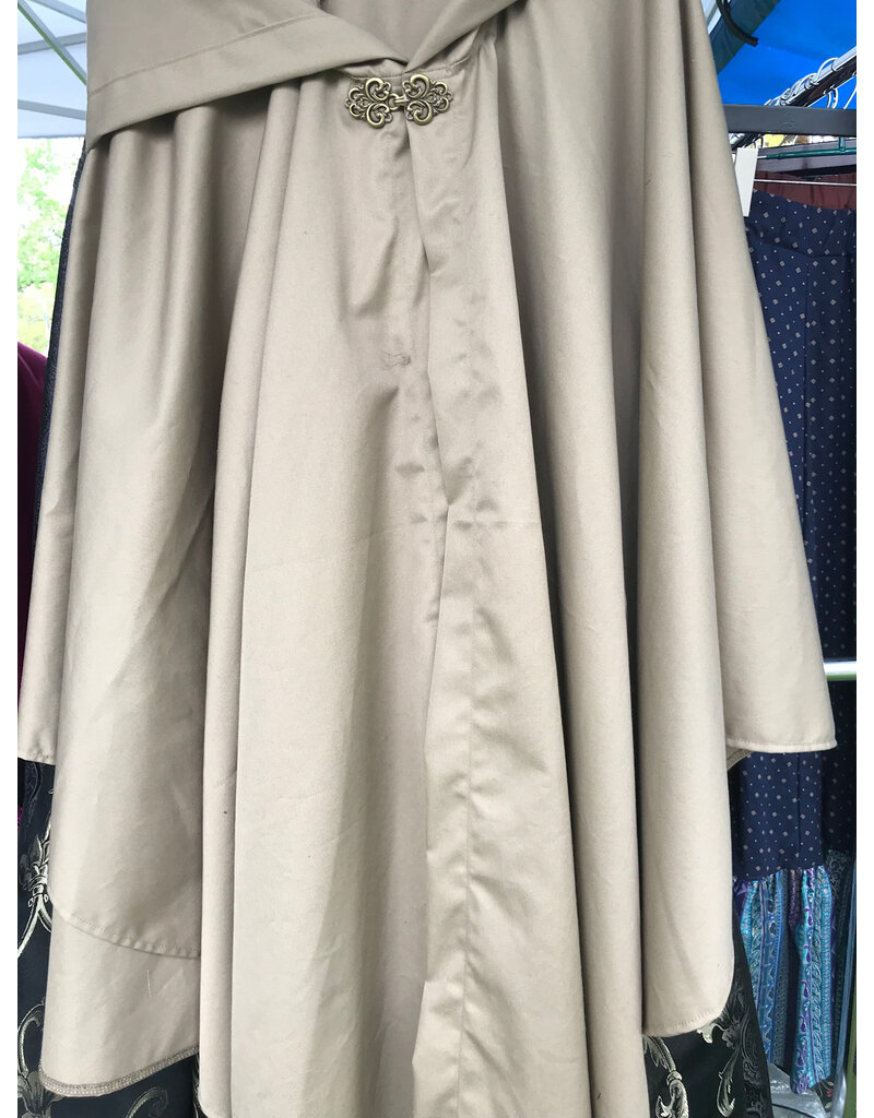 Cloakmakers.com 6027-Washable Tan Cotton Cloak w/ Bronze Tone Clasp