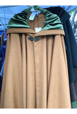 Cloakmakers.com 6028-Amber Gold  Wool Blend Cloak w/ Green Velvet Hood Lining