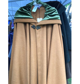 Cloakmakers.com 6028-Creamsicle Orange Wool Blend Cloak w/ Green Velvet Hood Lining