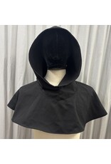 Cloakmakers.com H569-Washable Black Wool Blend Hooded Cowl