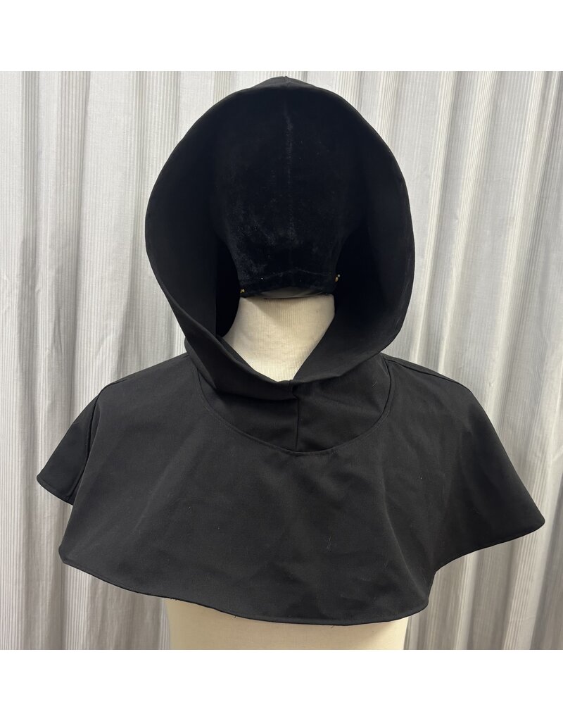 Cloakmakers.com H569-Washable Black Wool Blend Hooded Cowl