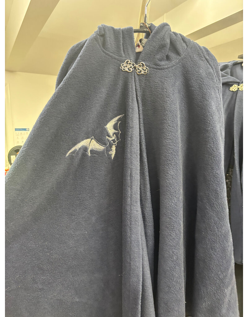 Cloakmakers.com 6036-Washable Blue Fleece Cloak w/Bats Embroidery
