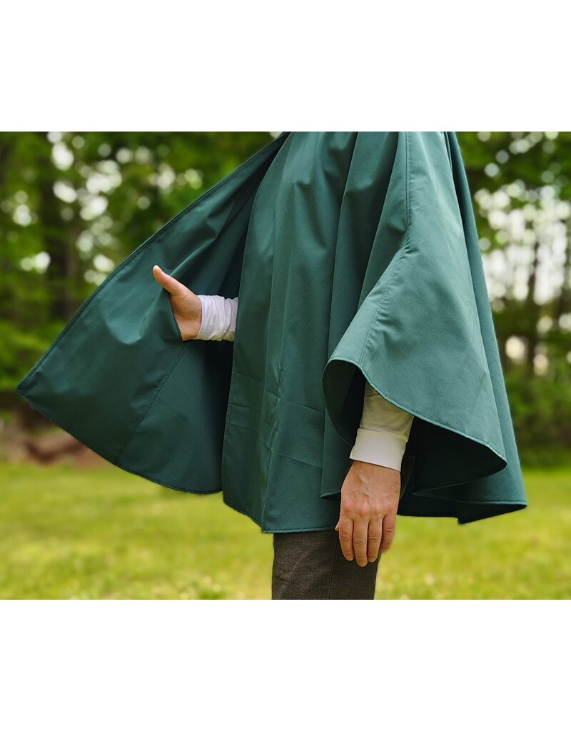 Cloakmakers.com 6032-Washable Green Raincoat Ruana Cloak w/ Pockets