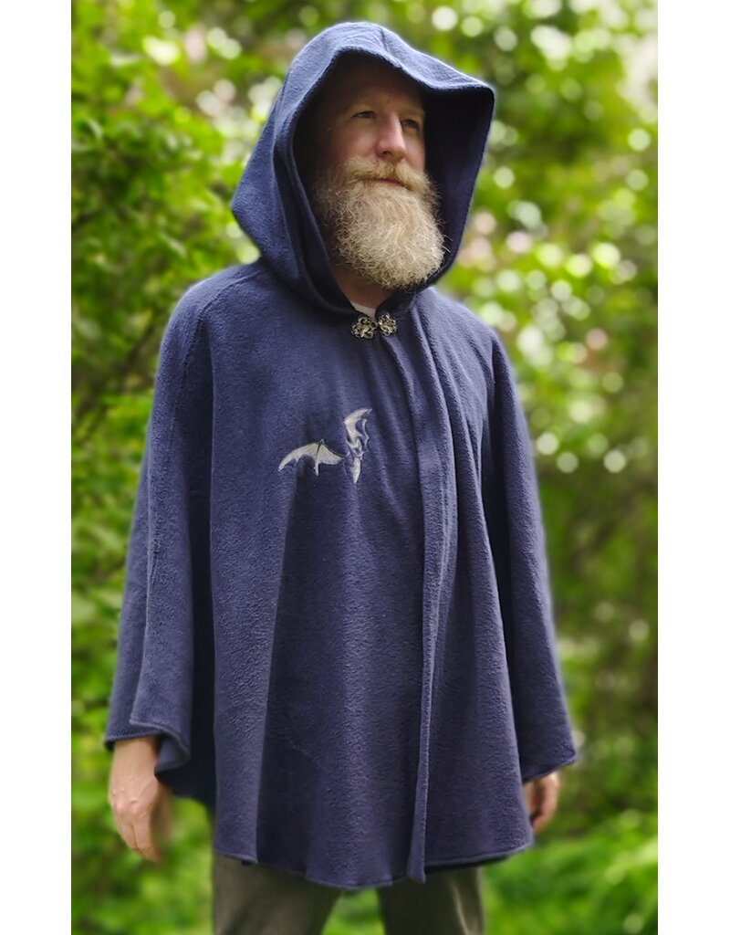 Cloakmakers.com 6036-Washable Blue Fleece Cloak w/Bats Embroidery