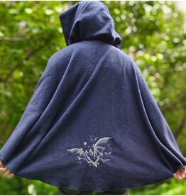 Cloakmakers.com 6036-Washable Blue Fleece Cloak w/Bats Embroidery