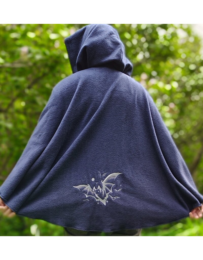 Cloakmakers.com 6036-Washable Blue Fleece Cloak w/Bats Embroidery