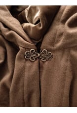 Cloakmakers.com 6037-Washable Light Brown Wool Blend Ruana Cloak w/ Gold Velvet Hood Lining