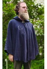 Cloakmakers.com 6035-Washable Blue Fleece Cloak w/Moon and Cat Embroidery