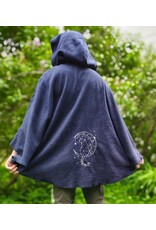 Cloakmakers.com 6035-Washable Blue Fleece Cloak w/Moon and Cat Embroidery