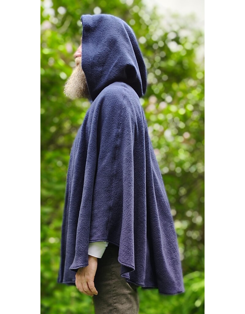 Cloakmakers.com 6035-Washable Blue Fleece Cloak w/Moon and Cat Embroidery