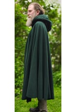 Cloakmakers.com 6038-Washable Forest Green Wool Ruana Cloak w/ Brown Velvet Hood Lining & Multileaf Clasp