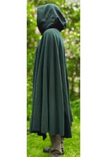 Cloakmakers.com 6038-Washable Forest Green Wool Ruana Cloak w/ Brown Velvet Hood Lining & Multileaf Clasp