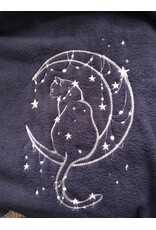 Cloakmakers.com 6035-Washable Blue Fleece Cloak w/Moon and Cat Embroidery
