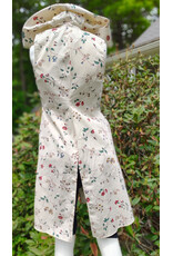Cloakmakers.com J923-Washable White Cotton Hooded Vest w/ Floral Vine Print & Two Pockets
