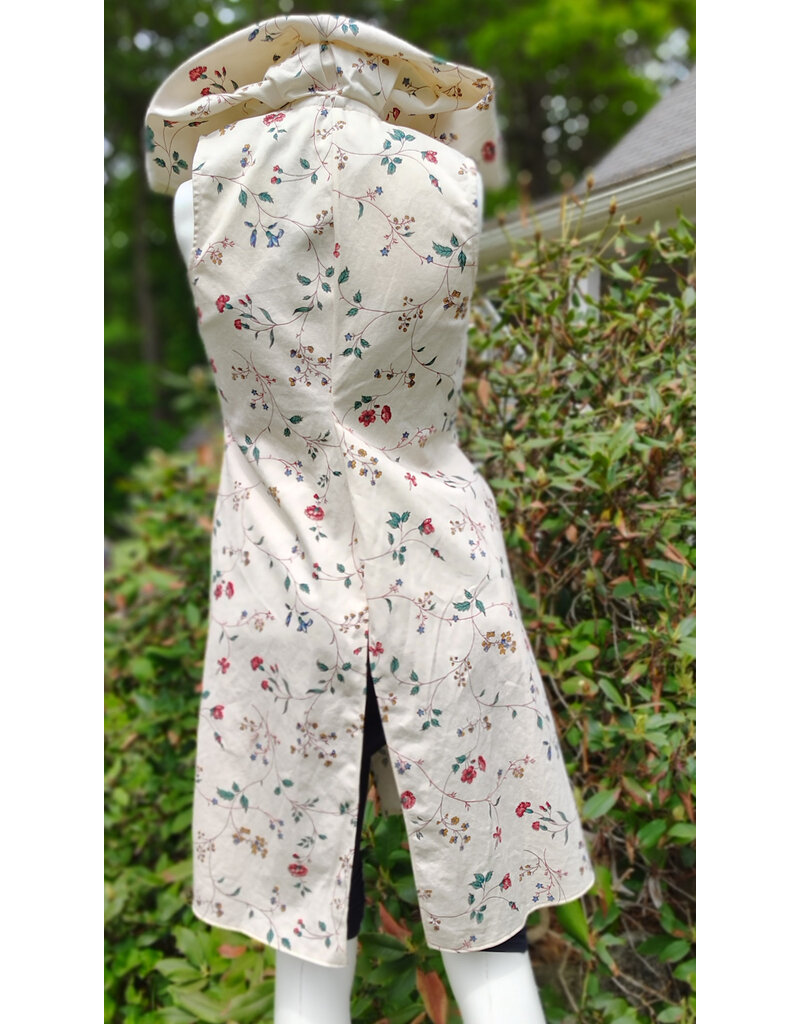 Cloakmakers.com J923-Washable White Cotton Hooded Vest w/ Floral Vine Print & Two Pockets
