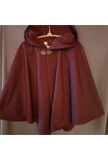 Cloakmakers.com 6039-Washable Red Hard Faced Fleece Raincloak w/ Silver Tone Clasp