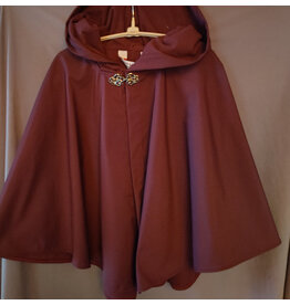 Cloakmakers.com 6039-Washable Red Hard Faced Fleece Raincloak w/ Silver Tone Clasp