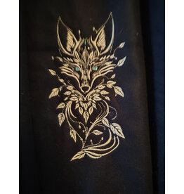 Cloakmakers.com 6040-Washable Dark Blue Fleece Cloak w/ Wolf Embroidery